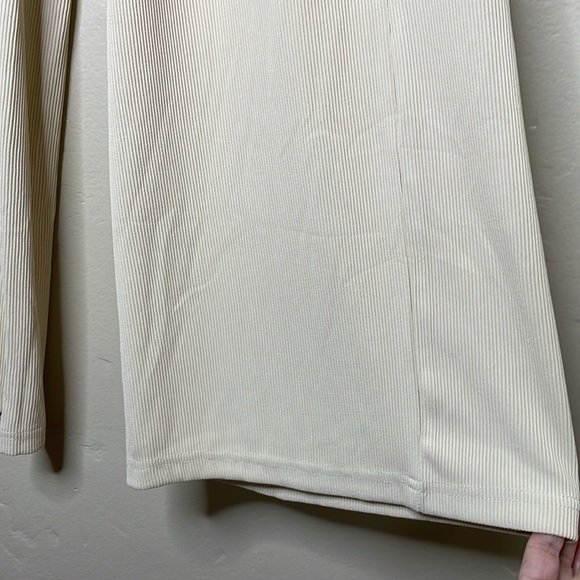 BTFBM Wide Leg Ridged Pants Cream Pull-On Elastic Waist High Rise Dressy NWT Sm - Picture 4 of 12